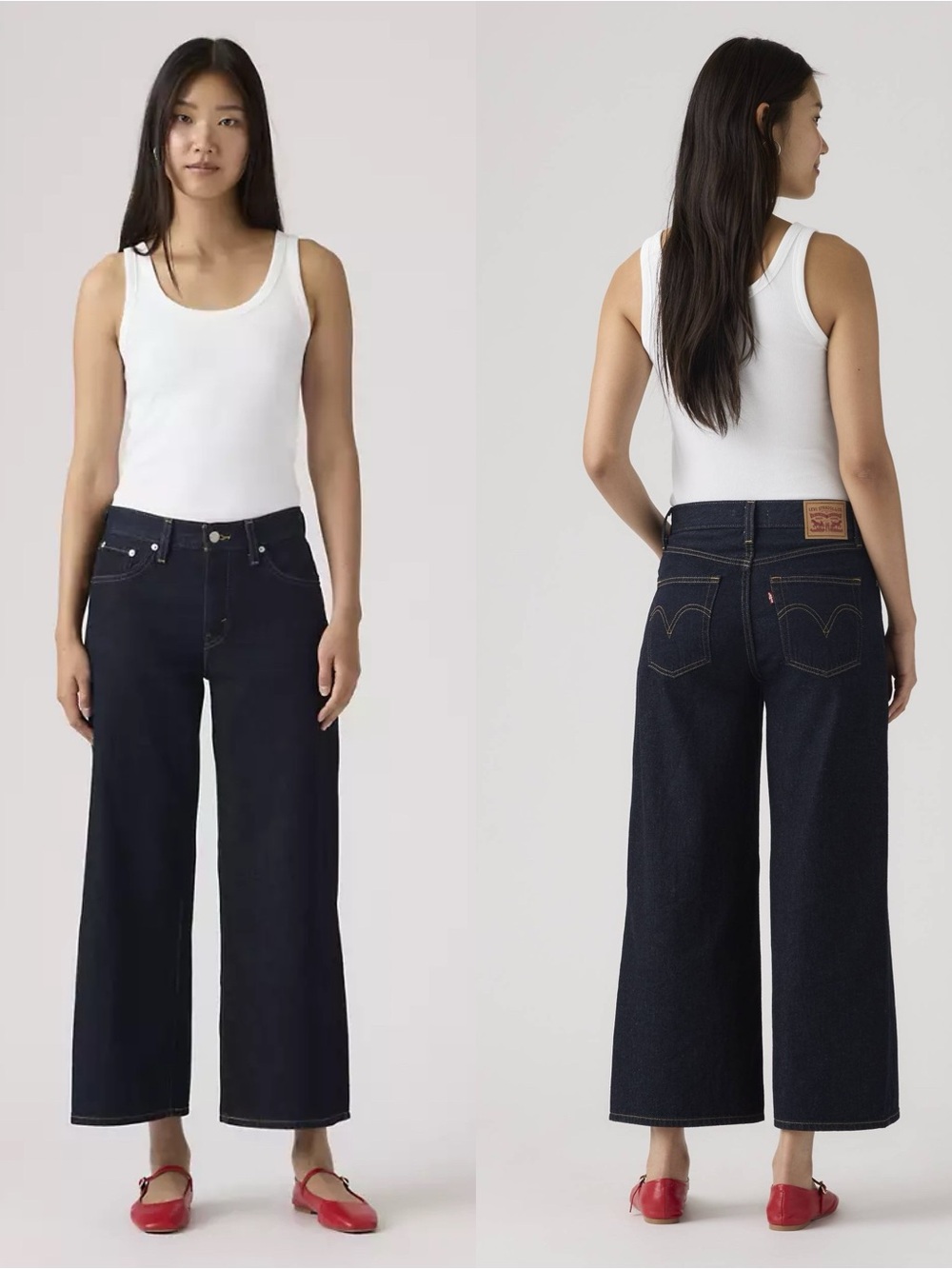 NEW Levi's Middy Wide Leg Ankle Jeans Dark Wash Size 26